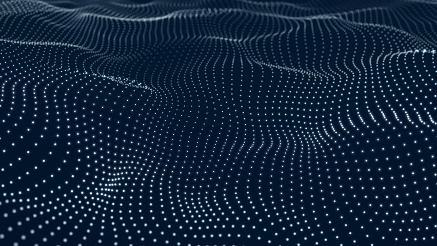 Dynamic wave with many dots. Abstract motion background of colored dots. Technology or science. 3d rendering Seamless loop. 4K	
