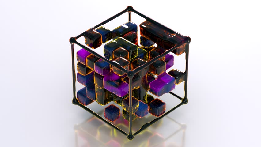 Gradient quirky morphing 3D cube seamless animation background. Perfect loop.