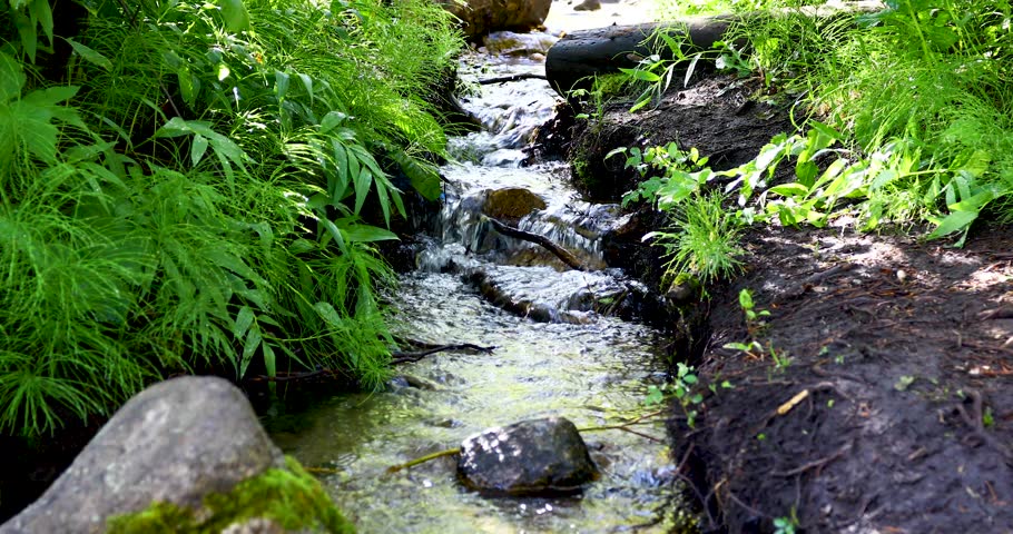 Static video of a scenic creek flowing in Breckenridge Colorado. Water is seen flowing through rocks.