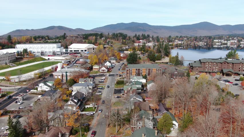 Lake Placid Adirondack Mountains aerial drone footage