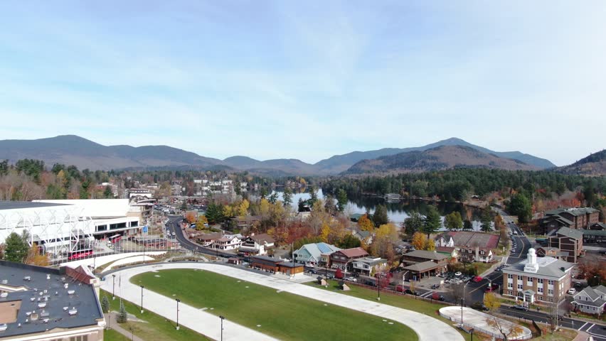 Lake Placid Adirondack Mountains aerial drone footage