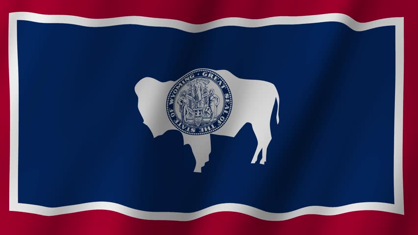 Flag of Wyoming waving animation, Wyoming Flag footage video waving in wind