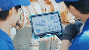 Mixed media of worker inspecting machine using tablet and digital data concept - Powered by Shutterstock - Get 15% off with code: PIKWIZARD15