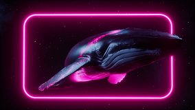 A Whales In Space With Nebula Stars And Neon Frames - Powered by Shutterstock - Get 15% off with code: PIKWIZARD15