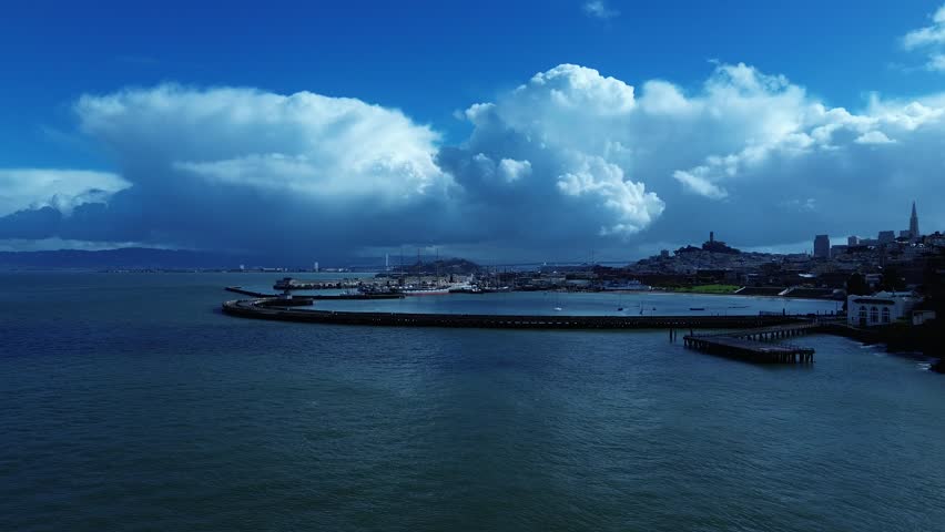 Bay of San Francisco 2024 - Drone view - Alcatraz - Golden Gate Bridge - Fisherman