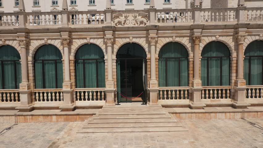 Close-up of Gradska Loža and Leroj Clock, Hvar, Croatia