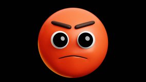 Red angry face emoji, 3d emoticon animation, Alpha channel, Transparent video - Powered by Shutterstock - Get 15% off with code: PIKWIZARD15