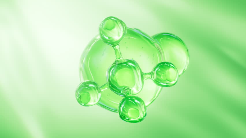 Green abstract spheres, green molecules, 3d rendering. Motion Graphic.