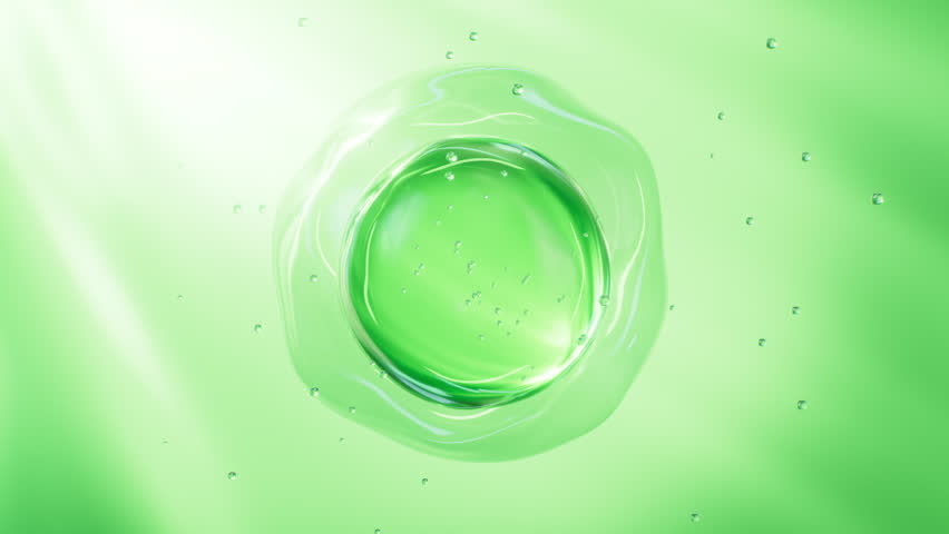 Abstract green glass spheres, green cells, 3d rendering. Motion Graphic.