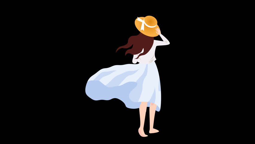 Animation of A Woman Wearing a Summer Suit on Alpha Channel. Transparent Background