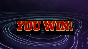 Animation of you win text over moving neon shapes. Social media and digital interface concept digitally generated video. - Powered by Shutterstock - Get 15% off with code: PIKWIZARD15