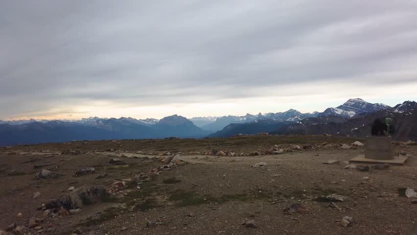 Panoramic view from Whistler Summit Trail in Jasper National Park, in Alberta, Canada.