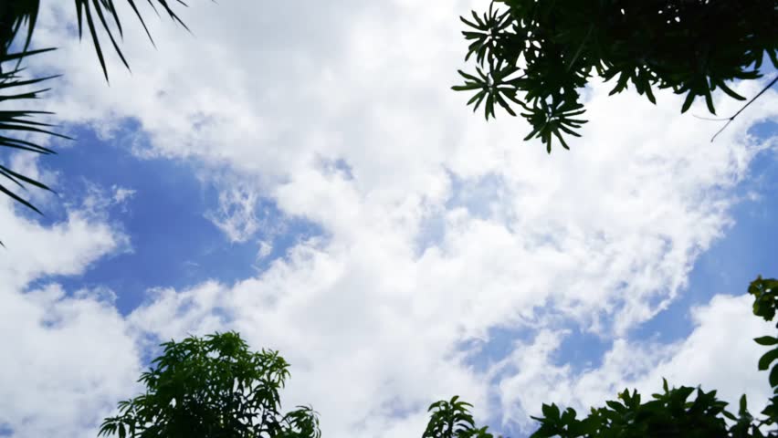 Time lapse  clouds and blue sunny sky,  white clouds over blue sky, Aerial view,  nature blue sky white cleat weather, Clouds gathering before the rain