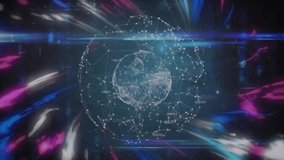 Animation of digital data processing and globe over light trails on black background. Global connections, computing and data processing concept digitally generated video. - Powered by Shutterstock - Get 15% off with code: PIKWIZARD15