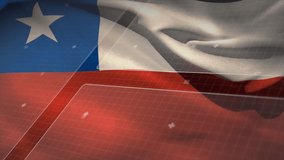 Animation of financial data processing over flag of chile. Global finance, business, connections, computing and data processing concept digitally generated video. - Powered by Shutterstock - Get 15% off with code: PIKWIZARD15