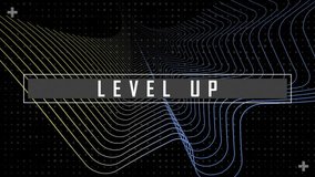 Animation of level up text and network of connections over black background. Global video game, connections, computing and data processing concept digitally generated video. - Powered by Shutterstock - Get 15% off with code: PIKWIZARD15