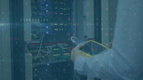 Animation of digital data processing over caucasian it man with device by computer servers. Global connections, computing and data processing concept digitally generated video. - Powered by Shutterstock - Get 15% off with code: PIKWIZARD15