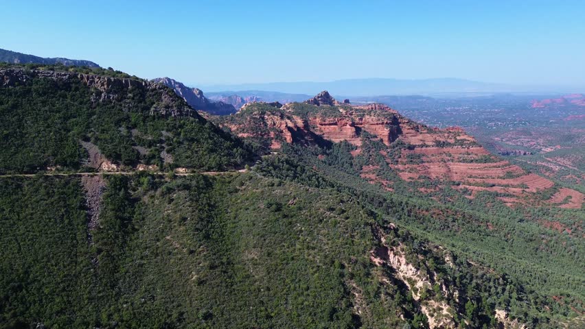Aerial views of Schnebly Hill Vista in Northern Arizona, America, USA
