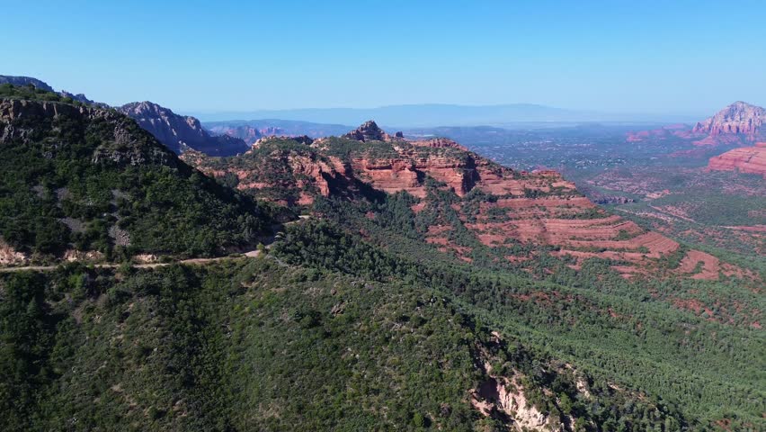 Aerial views of Schnebly Hill Vista in Northern Arizona, America, USA