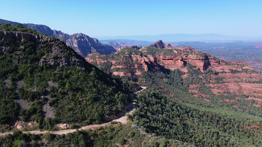 Aerial views of Schnebly Hill Vista in Northern Arizona, America, USA