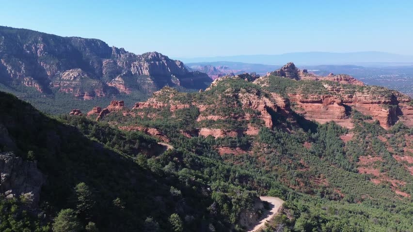 Aerial views of Schnebly Hill Vista in Northern Arizona, America, USA