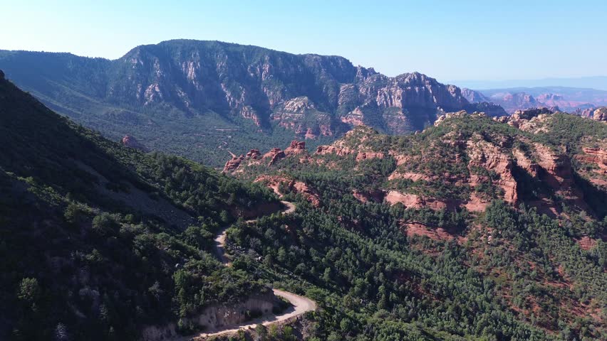 Aerial views of Schnebly Hill Vista in Northern Arizona, America, USA