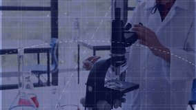 Animation of mathematical equations over caucasian female scientist working in lab. Global science, technology and digital interface concept digitally generated video. - Powered by Shutterstock - Get 15% off with code: PIKWIZARD15