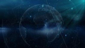 Animation of network of connections with icons and data processing over globe on black background. Global technology, computing, connections and digital interface concept digitally generated video. - Powered by Shutterstock - Get 15% off with code: PIKWIZARD15