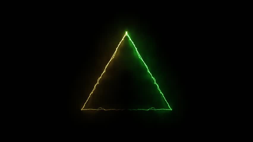 glowing neon triangle line animation in black background.