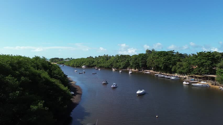 Aerial views from beaches on the Porto Seguro Aera in Bahia, Brazil