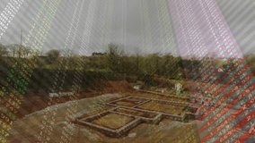 Animation of financial data processing over construction site. Global business, finances, computing and digital interface concept digitally generated video. - Powered by Shutterstock - Get 15% off with code: PIKWIZARD15