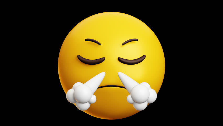 Exhaling face emoji, 3d emoticon animation, Alpha channel, Transparent video