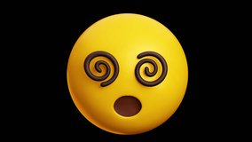 Dizzy face, face with spiral eyes emoji, 3d emoticon animation, Alpha channel, Transparent video - Powered by Shutterstock - Get 15% off with code: PIKWIZARD15