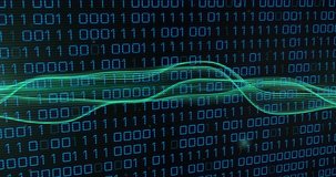 Binary code and green wave animation, data processing concept. Technology, digital, cyber, virtual, matrix, futuristic - Powered by Shutterstock - Get 15% off with code: PIKWIZARD15