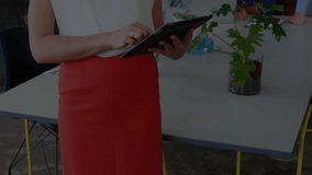 Stock market data animation over diverse business people working in office. teamwork, collaboration, finance, technology, diversity, trading - Powered by Shutterstock - Get 15% off with code: PIKWIZARD15