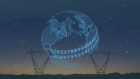 Animation of digital data processing over globe on dark background. Global connections, computing and data processing concept digitally generated video. - Powered by Shutterstock - Get 15% off with code: PIKWIZARD15