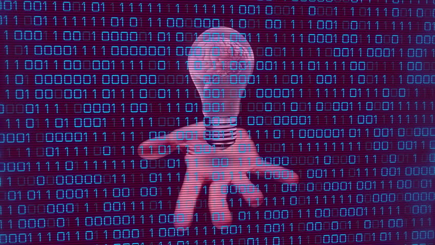 Animation of binary coding over hand with lightbulb with spinning brain. Technology, science and digital interface concept digitally generated video. - Powered by Shutterstock - Get 15% off with code: PIKWIZARD15