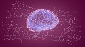 Animation of chemical formula over digital brain. Technology, science and digital interface concept digitally generated video. - Powered by Shutterstock - Get 15% off with code: PIKWIZARD15