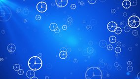 Clock Icon Flying Overlay Background Blue Loop - Powered by Shutterstock - Get 15% off with code: PIKWIZARD15