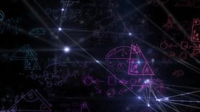 Animation of network of connections over mathematical data processing. Global science, connections, computing and data processing concept digitally generated video. - Powered by Shutterstock - Get 15% off with code: PIKWIZARD15