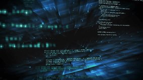 Animation of digital data processing over blue screens on dark background. Global data processing, connections, computing and data processing concept digitally generated video. - Powered by Shutterstock - Get 15% off with code: PIKWIZARD15