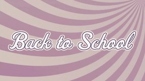 Animation of back to school text over purple pattern background. Education, schooling, communication, computing and data processing concept digitally generated video. - Powered by Shutterstock - Get 15% off with code: PIKWIZARD15