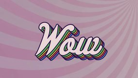 Animation of rainbow wow text over purple pattern background. Global social media, digital interface, communication, computing and data processing concept digitally generated video. - Powered by Shutterstock - Get 15% off with code: PIKWIZARD15