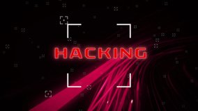 Animation of digital data processing over hacking text. Global online security, cyber attack, connections, computing and data processing concept digitally generated video. - Powered by Shutterstock - Get 15% off with code: PIKWIZARD15