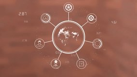 Interconnected icons and data processing network animation over blurred background. Technology, digital, connectivity, futuristic - Powered by Shutterstock - Get 15% off with code: PIKWIZARD15