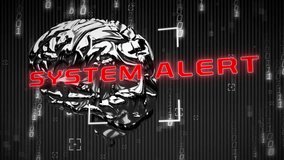 System alert text animation over digital brain and binary code background. Technology, cybersecurity, data, futuristic, artificial intelligence, network - Powered by Shutterstock - Get 15% off with code: PIKWIZARD15