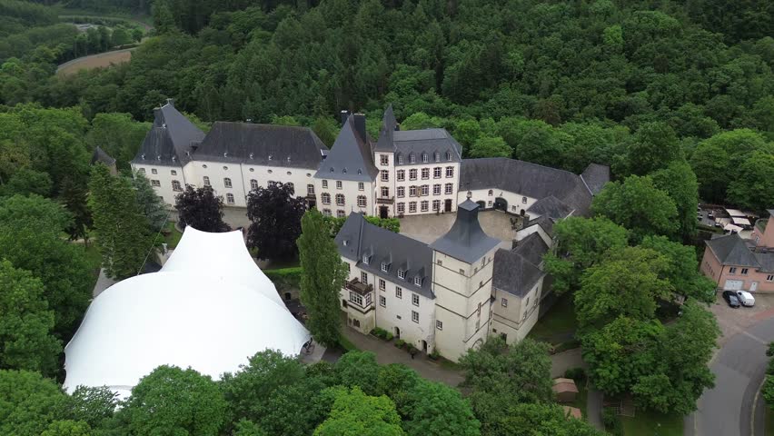 drone video Wiltz castle Luxembourg europe