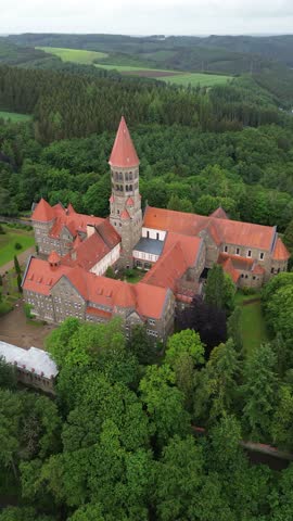 drone video Clervaux abbey Luxembourg europe