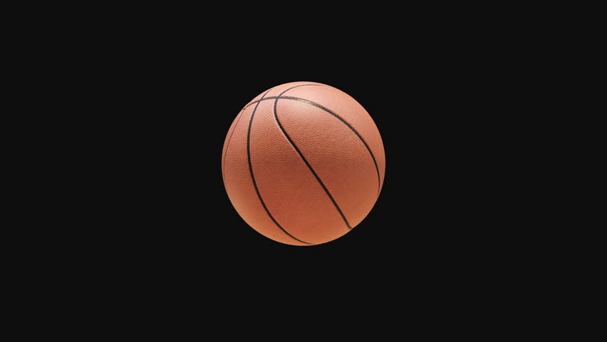 Basketball ball going through hoop net on a basketball arena. Close up slow motion 3d animation. 3D Illustration
