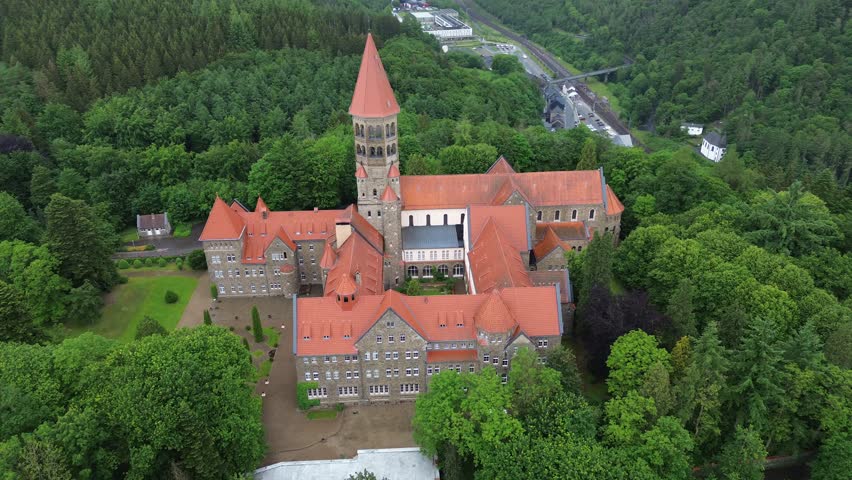 drone video Clervaux abbey Luxembourg europe